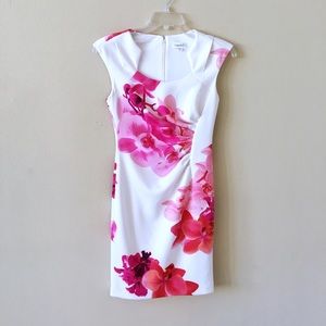 Calvin Klein Floral Ruched Scuba Dress